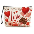 Borsa trucchi di San Valentino con stampa cuore e fiori e cinturino nero da polso - Stile Fiore Cuore Love (xy-052-1) / Con Cinturino