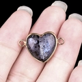 Pendentif cœur en labradorite avec bordure dorée et doubles boucles pour bijoux - Labradorite Double Trou (Or)
