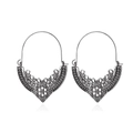 Boucles d'oreilles bohèmes vintage à fleurs creuses en finition argent antique - Argent Antique Évidé Croissant (7621)