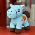 Cute light blue zodiac horse mascot plush toy with red fortune patch for New Year - 13cm / Blue