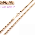 Collana a corda in titanio placcato oro rosa con chiusura a moschettone per uomo e donna - 5mm / Oro rosa / 50cm