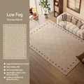 Checkboard pattern vintage rug in warm beige with waterproof farman velvet and non-slip base - Low Mist