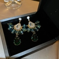 14# Silver Earring Post - Green
