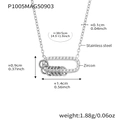 Silver stainless steel sun necklace with 5A zircon pendant and small ring details - Silver Roman Ring / 38+5cm