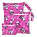 Pink zebra print waterproof baby wet bags set of 3 sizes for diaper storage - BF143 Pink Zebra