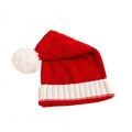 Détails de la texture tricotée du bonnet de Noël rouge et blanc avec pompon pour l'hiver - Taille unique / Rouge Enfants