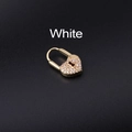 White zircon double-sided heart lock hoop earring with polished gold finish - Gold - White Zirconia