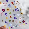 Detail view of TS-637 embossed floral nail stickers with realistic dried flower textures - TS-637 Simulation Dried Flowers