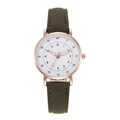 Orologio al quarzo dorato con quadrante bianco e cinturino in pelle scamosciata verde - Verde Scuro