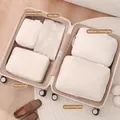 5-piece beige travel luggage organizer set in suitcase for clothes storage and packing - Beige 5-Piece Set