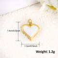 Detail showing dimensions of the gold-plated heart pendant with white center inlay - Mother of Pearl Heart