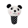 Panda plush dog squeaky toy with easy-grip polka dot handle and soft fabric - Bear Stick