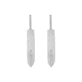 Frosted S925 sterling silver drop earrings with shimmering crystals in a sleek geometric style - White Gold