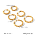 Detaillierter Größenvergleich von drei Paar goldenen Edelstahl-Creolen in 4.6g Set - Basis Minimalistisches Set mit Reifen in Drei Größen (HC-E10900)