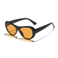 Retro cat-eye sunglasses with glossy black resin frame and transparent orange lenses - Black Frame Yellow Lens