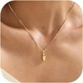 Elegant gold-tone 26 initial letter pendant necklace with olive bean charm and box chain - Gold I