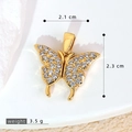 Golden micro-pave zircon butterfly wing pendant with 2.1cm width and 2.3cm height - SMP54288-Gold Agile Butterfly Pendant