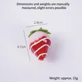 Artificial red strawberry pendant with white cream drizzle, size 4.7cm by 2.8cm - Red Jam - White Strawberry (No Hook)