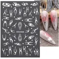 Silver metallic Halloween nail stickers STZ-X028 with flame and heart tribal designs - STZ-X028 Silver Female Line
