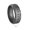 8mm vintage Nordic Viking Rune ring in antique silver finish made of stainless steel - US 7 / 8mm Vintage Viking Runes Diamond Edge