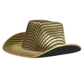 Cowboy hat with metallic gold and black grid pattern for party and festival sun protection - One Size / Gold Without Rope