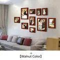 10-piece walnut solid wood photo frame set in minimalist gallery wall arrangement - Walnut Color / 10 Frame Set
