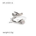 Anillo de abrazo plateado minimalista de 3mm de ancho en acero inoxidable pulido - Abierto Ajustable / Estilo Manos Abrazando (HF-J1331-S)