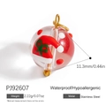 Christmas glass ball pendant with red Santa hat and stainless steel ring for DIY jewelry - Christmas Hat Embellished Ball (PJ92607)