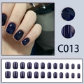 Short round dark blue press-on nail kit with high-gloss mirror finish and 24 pieces - Dark Blue (C013) / 24 Pcs/Set