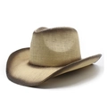 Handcrafted western straw cowboy hat with painted gradient edges and wide brim - M (56-58cm) / Beige Brown Gradient