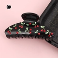 Große schwarze Haarklammer aus Acetat mit Kirsch-Strasssteinen und glänzendem Finish - Kirschklaue / Schwarz (H1286)