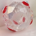 Faceted transparent crystal glass bead with blue and red oil drips for DIY jewelry - Red