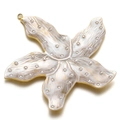 Detailed macro view of a gold-plated starfish pendant with white enamel and golden dots - White / 5pcs/pack
