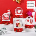 Red 6.5cm Christmas crystal ball night light with Santa and snowman glowing features - 6hs059# (lights + Snowflakes) / 65# (cardboard Box Packaging)