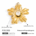 Waterdichte roestvrijstalen gouden bloemenhanger met kristallen steen voor sieraden - Pj91999