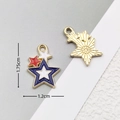 Star-shaped US flag charm for earrings with red white blue enamel and gold back - 2818 Star Cluster