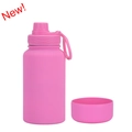 Pink matte 650ml stainless steel water bottle with carry loop and silicone boot cover - 650ml / Rose Red - Sport (New)
