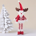 Poupée de renne de Noël en peluche avec jambes télescopiques et écharpe rouge - Renne de Noël bleu