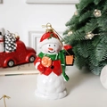 Christmas snowman ornament in red coat holding lantern and lollipop decoration - Snowman with Lollipop (7*4.8*12.5cm)