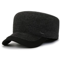Berretto militare in misto lana grigio scuro con visiera nera e dettaglio in metallo Sport - Regolabile / Ricamo Sport Nero