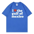 Camiseta de algodón azul con estampado I heart the Gulf of Mexico y ajuste relajado - S / Azul Real