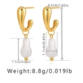 Dimensions des boucles d'oreilles en perles baroques avec crochets en laiton doré 18 carats - Style Crochet Minimaliste Perle (KE0758)