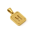 Goldener 18K Titanstahl-Anhänger mit mattiertem Buchstaben H auf weißem Hintergrund - Buchstabe H - Gold
