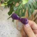 Simple purple bow hair clip with glossy finish and Barrette La France gold lettering - Jelly Purple