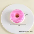 Pink realistic 7cm donut model fridge magnet with white icing decoration on a white plate - 7cm Diameter, 3cm Height / Pink