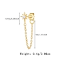 Detail of S925 silver gold star earrings with pearl inlay and chain fringe dimensions - Octagram Star Style / 925 Silver / Gold