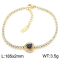 Gouden hart tennisarmband met donkerblauwe steen en sprankelende zirkoniasteentjes - Goud - Zwarte Hart Armband