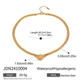 Golden stainless steel Cuban chain necklace with a vintage round pendant on white background - Round Pendant (JDN2410004) / 45+5cm