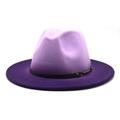 Dettaglio cappello fedora in feltro sfumato viola con fascia nera e fibbia metallica - M (56-58cm) / Gradiente Lavanda a Viola Scuro