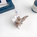 Minimalist butterfly hair claw clip with blue marble pattern acetate finish - 5.5cm / Blue Gold